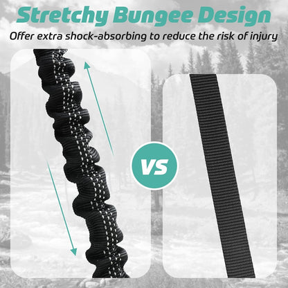 Rabbitgoo Tactical Dog Leash, Heavy Duty Training Bungee Lead | Military Leash with 2 Padded Control Handles for Medium Large Dogs, No Pull for Shock Absorption, Reflective, Black, 5.2FT7