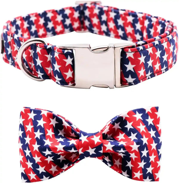 Lionet Paws Boy Dog Collar with Bowtie, Comfortable Adjustable Cute Navy Blue Bow Tie Collar for Male Dogs Gift, Xlarge, Neck 16-26 Inches23