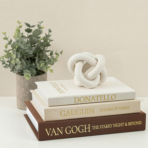 Vintage Faux Book Box Set of 3 Brown Linen Decorative Books for Shelves, Fake Books for Decoration with Secret Compartment, Rustic Farmhouse Coffee Table Decor (Brown-Beige-White)1