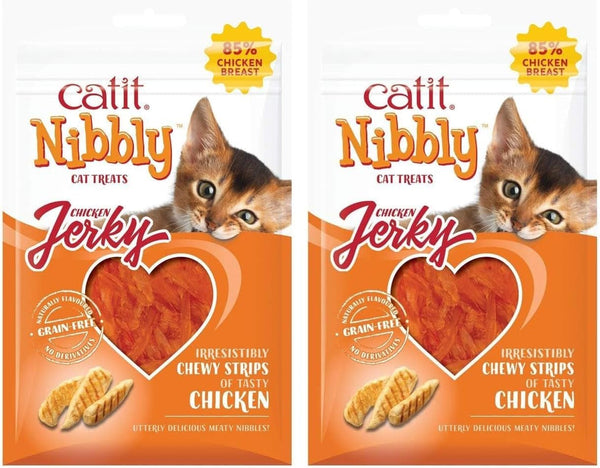 Catit Nibbly Jerky Cat Treats, Chicken & Fish Recipe - Grain-Free Cat Treat White, 1 Ounce (Pack of 2)11