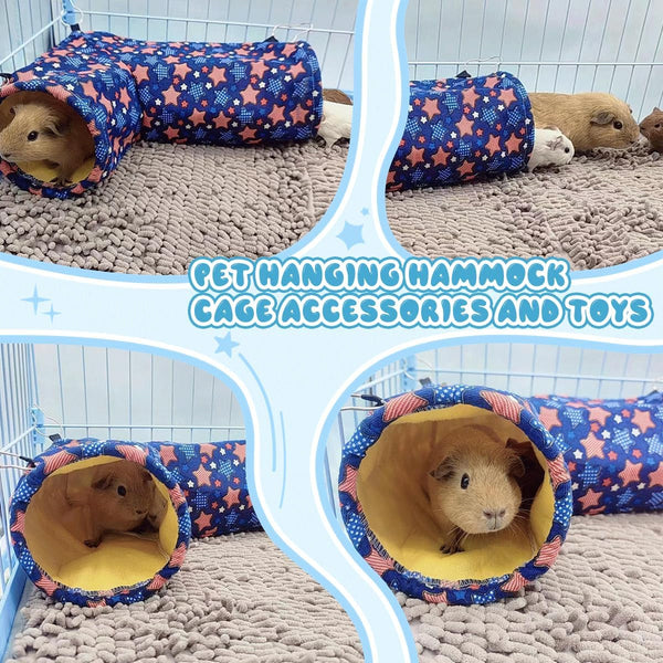 EAEDMY Guinea Pig Rat Ferret Hammock, Small Animal Corner Tunnel & Tubes & Bed for Hedgehog Piggy Chinchilla Hideout Toys and Cage Accessories2