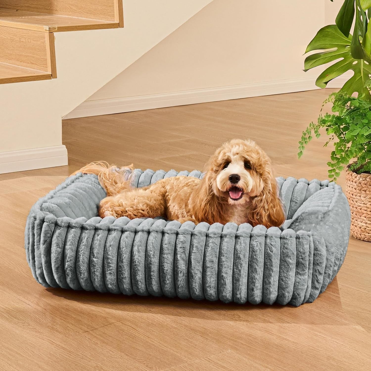 small-dog-bed-calming-cat-bed-for-indoor-cats-20-x16-sage-grey-rectangle-orthopedic-pet-sofa-bed-washable-anti-anxiety-soft-puppy-couch-nonskid-bottom-furry-cuddler-up-to-9-lbs