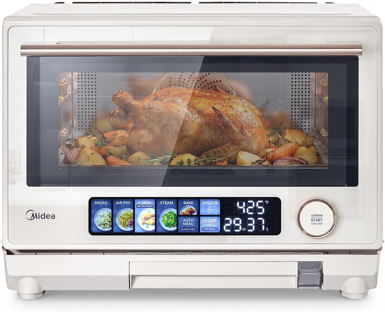 midea-4-in-1-micro-steam-oven-app-control-0-9-cu-ft-for-rv-small-kitchen-23l-inverter-microwave-steam-air-fryer-convection-32-presets-space-saving-true-3d-graphene-heating-touchscreen-2026