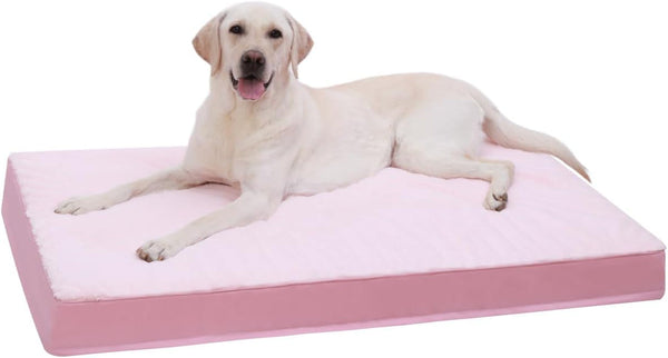 KSIIA Orthopedic Dog Bed for Large Dogs with Waterproof Lining, Grey, 35X22 | Deluxe Soft Plush Dog Crate Bed, Washable Pet Mat with Removable Cover & Egg Crate Foam for Large Dogs Sleeping & Relaxing10