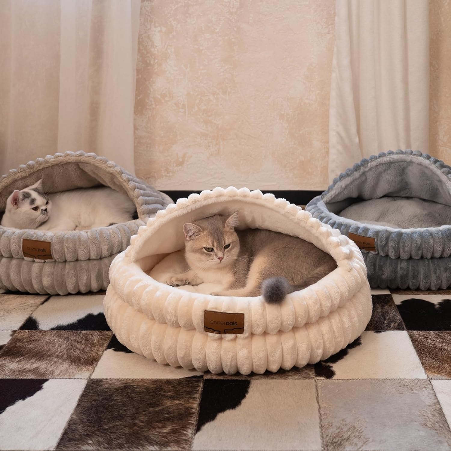 cheerpals-cat-cave-bed-for-indoor-cats-washable-covered-cat-bed-hooded-kitty-bed-soft-fluffy-pet-bed-for-puppy-and-small-dogwhite
