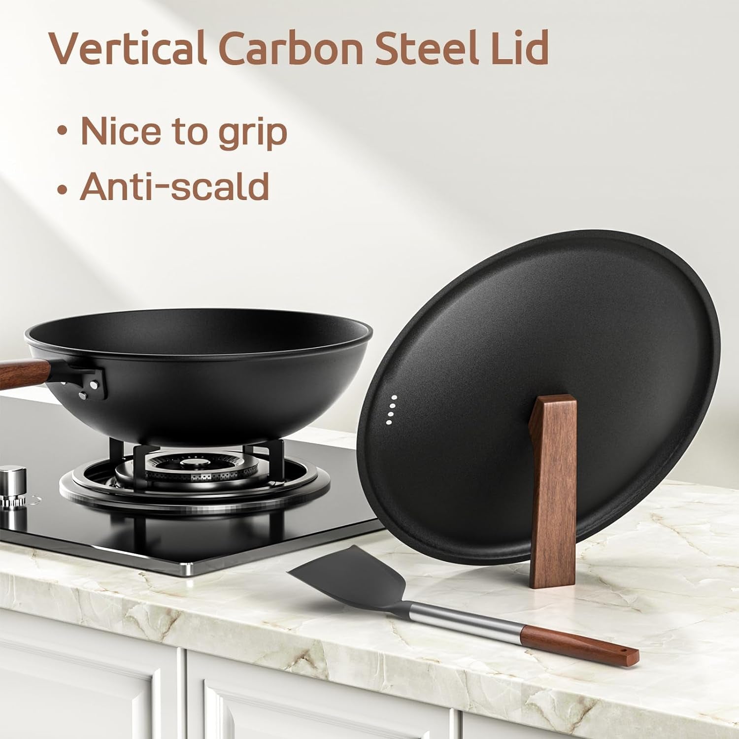 carbon-steel-wok-13-inch-pre-seasoned-non-stick-with-lid-and-spatula-flat-bottom-ideal-for-stovetop-cooking