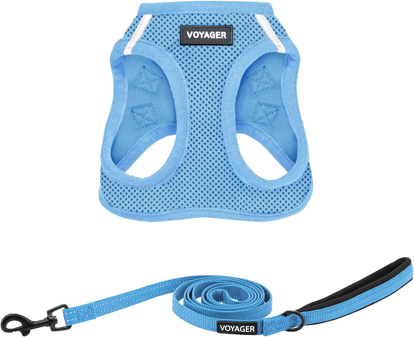 best-pet-supplies-voyager-step-in-air-all-weather-mesh-harness-and-reflective-dog-5ft-leash-combo-with-neoprene-handle-for-small-medium-and-large-breed-puppies-baby-blue-small