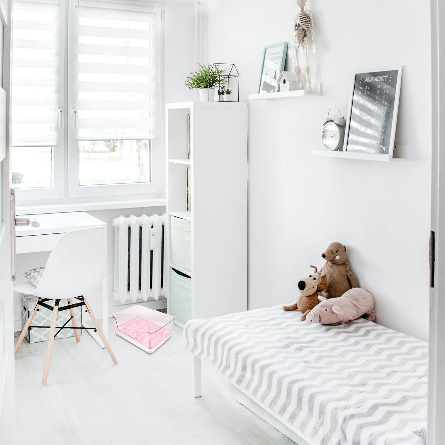 upkoch-semi-enclosed-cat-toilet-litter-box-with-high-sides-acrylic-medium-pink-pet-bedpan-splash-proof-for-kitten-housebreaking-and-travel-use