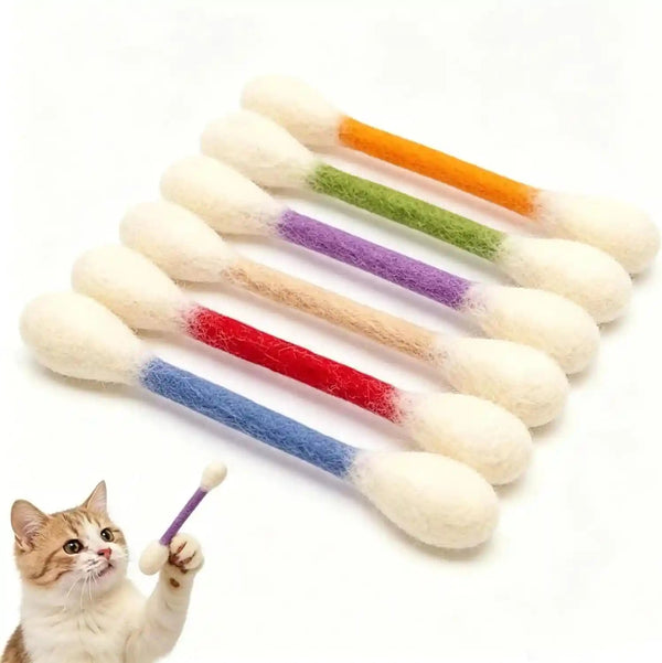 Cotton Swabs Cat Toys with Catnip,6 Pk Soft Interactive Giant Q Tip Cat Toy,Durable for Chew, Organic Catnip for Anxiety & as Digestive Aid,The Ideal Gift for Cat Lovers (Colorful 6-Pack)1