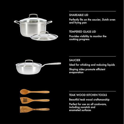 10-Piece Professional Tri-Ply Non-Toxic Pots and Pans Cookware Set – Durable, Even Heat Distribution for Cooking and Baking6