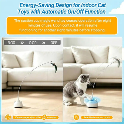 Interactive Cat Toys for Indoor Cats Toy Wand 360° Flying Bird Cat Toy | 2 Speed Adjustable Flying Bird Cat Toy Automatic Cats Toys with Self ON/OFF Feather Toy Suction Cup Electric Cat Teaser Wand5