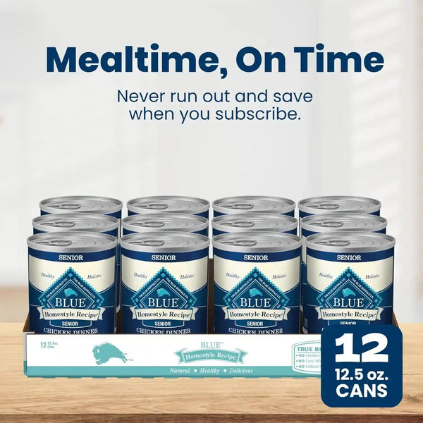 Blue Buffalo Homestyle Recipe Chicken & Vegetable Dinner Paté Natural Wet Dog Food for Senior 7+ Dogs, Made with Natural Ingredients, Vitamins & Minerals, 12.5-Oz. Can (12 Count)11