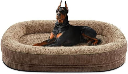 JOEJOY Orthopedic Dog Beds Large Sized Dog, XL Egg-Crate Memory Foam Pet Couch Bed with Bolster Sides, Waterproof Lining, Removable Washable Cover & Non-Slip Bottom, Grey22
