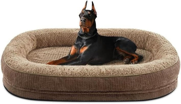 JOEJOY Orthopedic Dog Beds Large Sized Dog, XL Egg-Crate Memory Foam Pet Couch Bed with Bolster Sides, Waterproof Lining, Removable Washable Cover & Non-Slip Bottom, Grey22