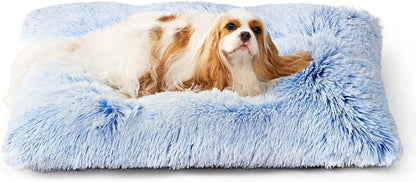 EHEYCIGA Fluffy Dog Crate Bed for Extra Large Dogs, Plush Faux Fur Pad, Calming anti Anxiety XL Bed for Crate, Washable Soft Warm Dog Mat with Non-Slip Bottom, Grey52