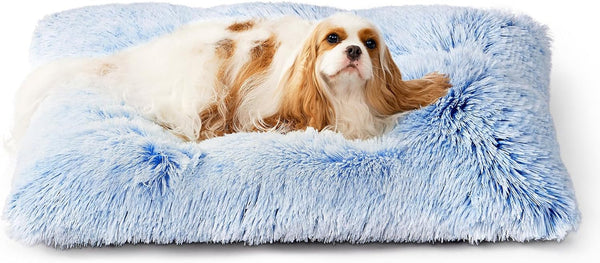 EHEYCIGA Fluffy Dog Crate Bed for Extra Large Dogs, Plush Faux Fur Pad, Calming anti Anxiety XL Bed for Crate, Washable Soft Warm Dog Mat with Non-Slip Bottom, Grey52