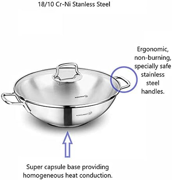 Stainless Steel Woks and Stir Fry Pans with See through Glass Lid and Non-Burning Handles, Dishwasher Safe for the Best Cooking, Products for Family, Dinners, Parties, Kitchen2