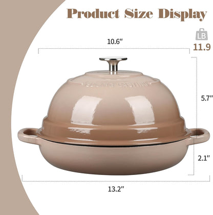 Enameled Cast Iron Dutch Oven Pot with Lid, round Bread Oven for Homemade Sourdough Bread Baking, 6 Quart, Mocha2