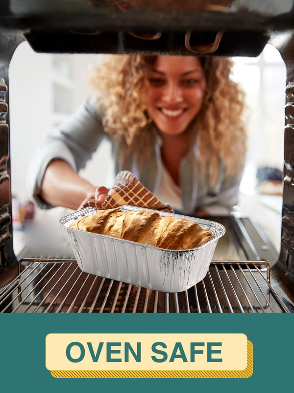 25 Pack 6X3.5X2 Disposable Aluminum Loaf Pans with Lids - 1 Lb Mini Loaf Pans, Small Aluminum Tin Foil Baking Pan, Food Containers for Baking, Cakes, Bread, Meat, Loaves4