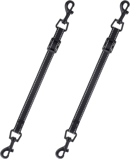 2Pcs Reflective Nylon Dog Collar Clips, Double-Ended Backup | Small Medium Dog Collar Safety Clasp Clip Adjustable Harness Connector for Pet Puppies, Black1