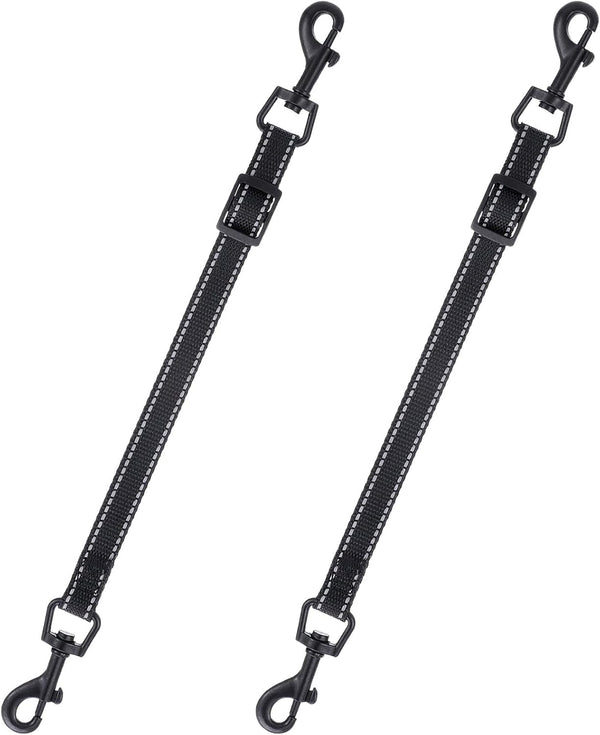 2Pcs Reflective Nylon Dog Collar Clips, Double-Ended Backup | Small Medium Dog Collar Safety Clasp Clip Adjustable Harness Connector for Pet Puppies, Black1