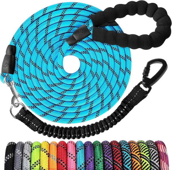 Long Dog Leash 15 FT: Heavy Duty Rope Leashes for Dogs Training with Swivel Lockable Hook Reflective Threads Bungee and Padded Handle - Dog Lead for Large Small Medium Dogs outside Walking Hiking9