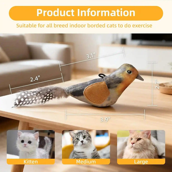 Tocirelo Interactive Cat Toys Bird - Realistic Cat Interactive Toys for Indoor Cats with Catnip and Feather, 3 Pack Hanging Chirping Bird Cat Toy, Bored Kitten Kicker Chase Exercise Door Frame Toy7