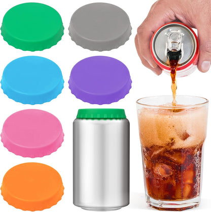 6 Pack Silicone Soda Can Cover Lids, Reusable Soda Can Lids Beer Can Covers Pop Can Covers, BPA Free Silicone Can Cover, Stopper and Protector for Soda, Beer, Beverage, Juice, Coke, Fits Standard Cans1