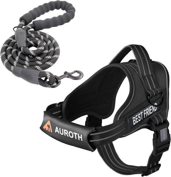 AUROTH Dog Harness and Leash Set, Soft Padded Service Dog Vest with 5.25FT Dog Leash, No Choke, Easy on Pet Vest, Adjustable Reflective No Pull Pet Vest Medium Sized Dog, Easy Walking and Training28