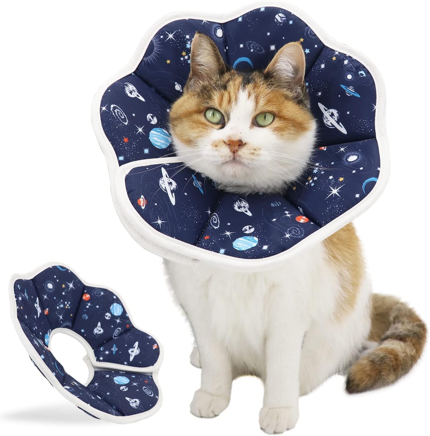 soft-cat-cone-adjustable-recovery-collar-after-surgery-to-prevent-licking-wound-protective-cat-neck-cone-comfortable-pet-elizabethan-collar-for-cats-kittens-and-puppies-m