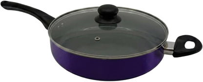 20-Piece Ceramic Metallic Cookware Set, Nonstick - Amethyst | 20-Piece Cookware Set with Ceramic Nonstick Interiors, Glass Lids, Utensils, Strainer, Pads, and Griddle Pan.4