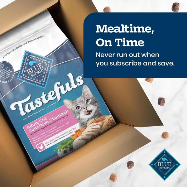 Blue Buffalo Tastefuls Chicken & Brown Rice Recipe Sensitive Stomach Adult Dry Cat Food, Real Chicken First, Deliciously Healthy Natural Cat Food, Natural Ingredients, Supports Digestion, 7-Lb Bag10