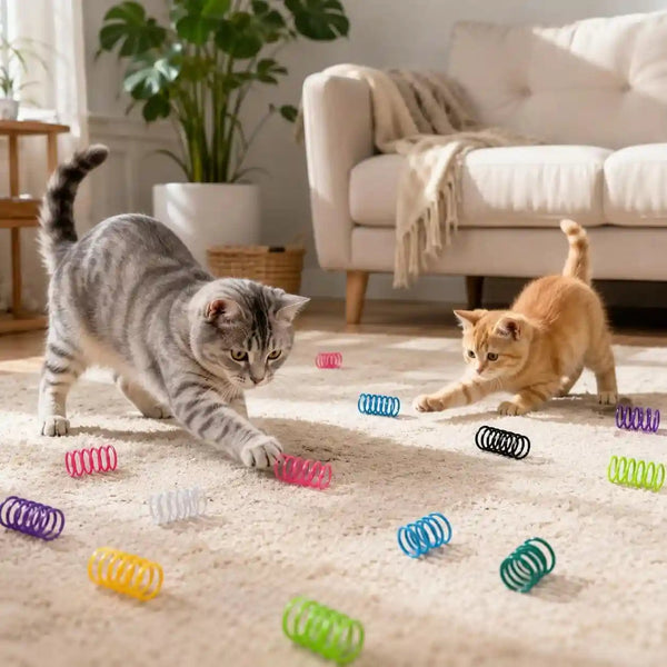 15 Pack Cat Spring Toys, 15 Colors Colorful Interactive Coil Springs for Kittens, Durable Plastic Spiral Springs for Indoor Cats, Ideal for Swatting Biting Hunting & Exercise4