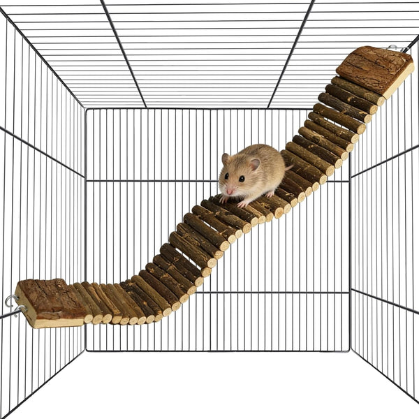 Hamiledyi Hamster Suspension Bridge 21.7 X 2.8 Inch Rat Long Bendy Bridge Wooden Climbing Ladder Cage Accessories for Syrian Hamster Gerbil Mouse Rat1