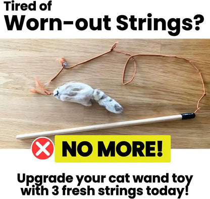 Cat Toy String Replacement 3-Pack - Chew Proof Metal Wire, Cat Wand String Replacement Variety Pack, Official Cat Toy Refill Strings for Forever Stick Cat Toy Wand, Transparent Fishing Line Nylon Cord2