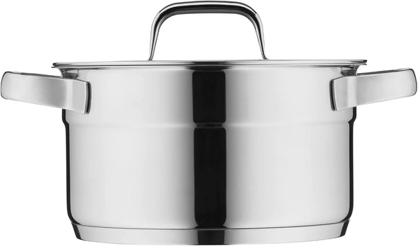 Compact Cuisine 5-Piece Induction Saucepan Set with Glass Lid, Polished Cromargan Stainless Steel, Induction Pots Set, Uncoated, Inner Scale13
