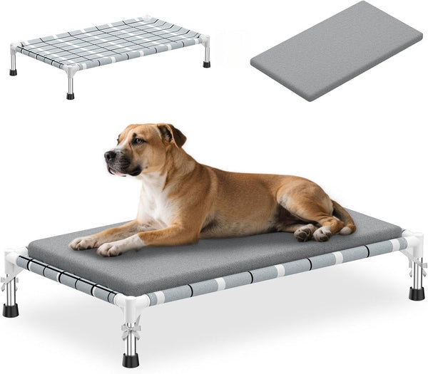 Elevated Dog Bed, Raised Cooling Lifted Dog Cot for Indoor & Outdoor | Cooling Breathable outside Portable Dog Hammock Bed for Small Pet ,Non-Slip Feet, Stainless Steel Frame11
