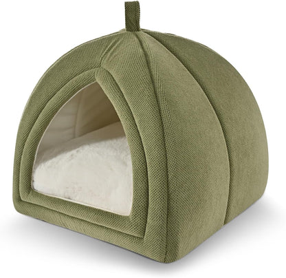 Amazon Basics Cat Cave Bed, 2-In-1 Foldable House for Indoor Cats, with Washable Cushion and Non-Slip Base, 17.5 X 17.5 Inches, Large, Lightgray8