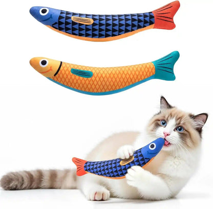 Petbusy Cat Toys With[5000Mg A+Natural Catnip &Silvervine] [Baby Grade] Interactive Soft Chew Kicker Cat Toys for Indoor Cats & Kittens, [Crinkle &Bell] Fish Sound Toy, Drives Bored Cat Crazy with Fun12