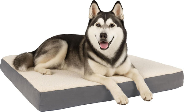 Orthopedic Dog Bed - 2-Layer Memory Foam Crate Mat with Machine Washable Sherpa Cover - 20X15 Pet Bed for Small Dogs up to 20Lbs by PETMAKER (Gray)11