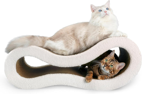 Cloud Lounge Cat Scratching Pad, Reversible Scratch Board with Natural Curves for Freestyle Scratching & Ergonomic Support, Extra Wide Cat Bed for Large Cats, Premium Cardboard & Cozy Fabric1
