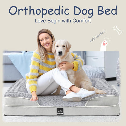 Orthopedic Dog Bed for Large Medium Sized, Washable Memory Foam Large Dog Bed, Medium Pet Sofa with Removable Cover, Washable Waterproof Pet Couch Beds(Grey, L)7