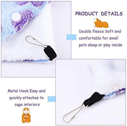 Boao 2 Pcs Guineas Pig Rat Hammock Guinea Pig Hamster Ferret Hanging Hammock Guinea Pigs Accessories for Small Animals Chinchilla Parrot Sugar Glider Ferret Squirrel(Purple, Coffee,Heart Pattern)5