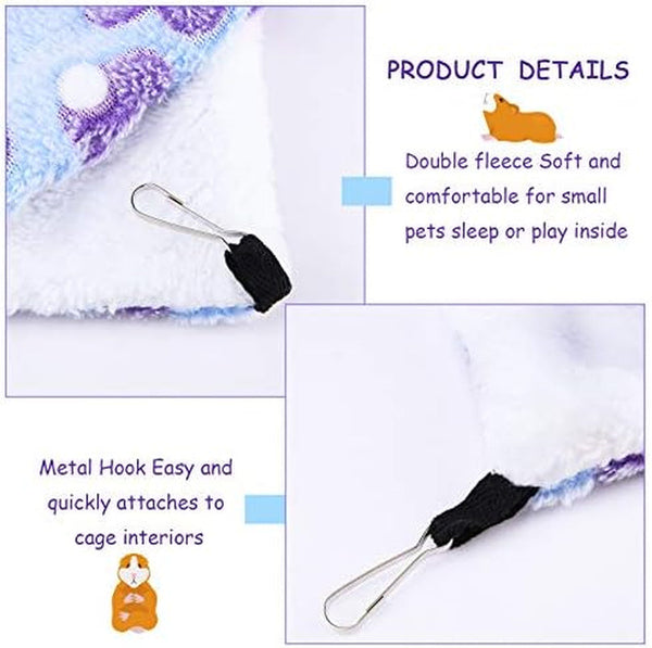 Boao 2 Pcs Guineas Pig Rat Hammock Guinea Pig Hamster Ferret Hanging Hammock Guinea Pigs Accessories for Small Animals Chinchilla Parrot Sugar Glider Ferret Squirrel(Purple, Coffee,Heart Pattern)5