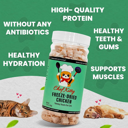 Freeze Dried Chicken Cat Treats | Healthy Dog Food Toppers 100% Human Grade | Single Ingredient, Grain Free Chicken Dog Treats | Inspected & Tested in USA | No Additives or Preservatives, 3.5 Oz3