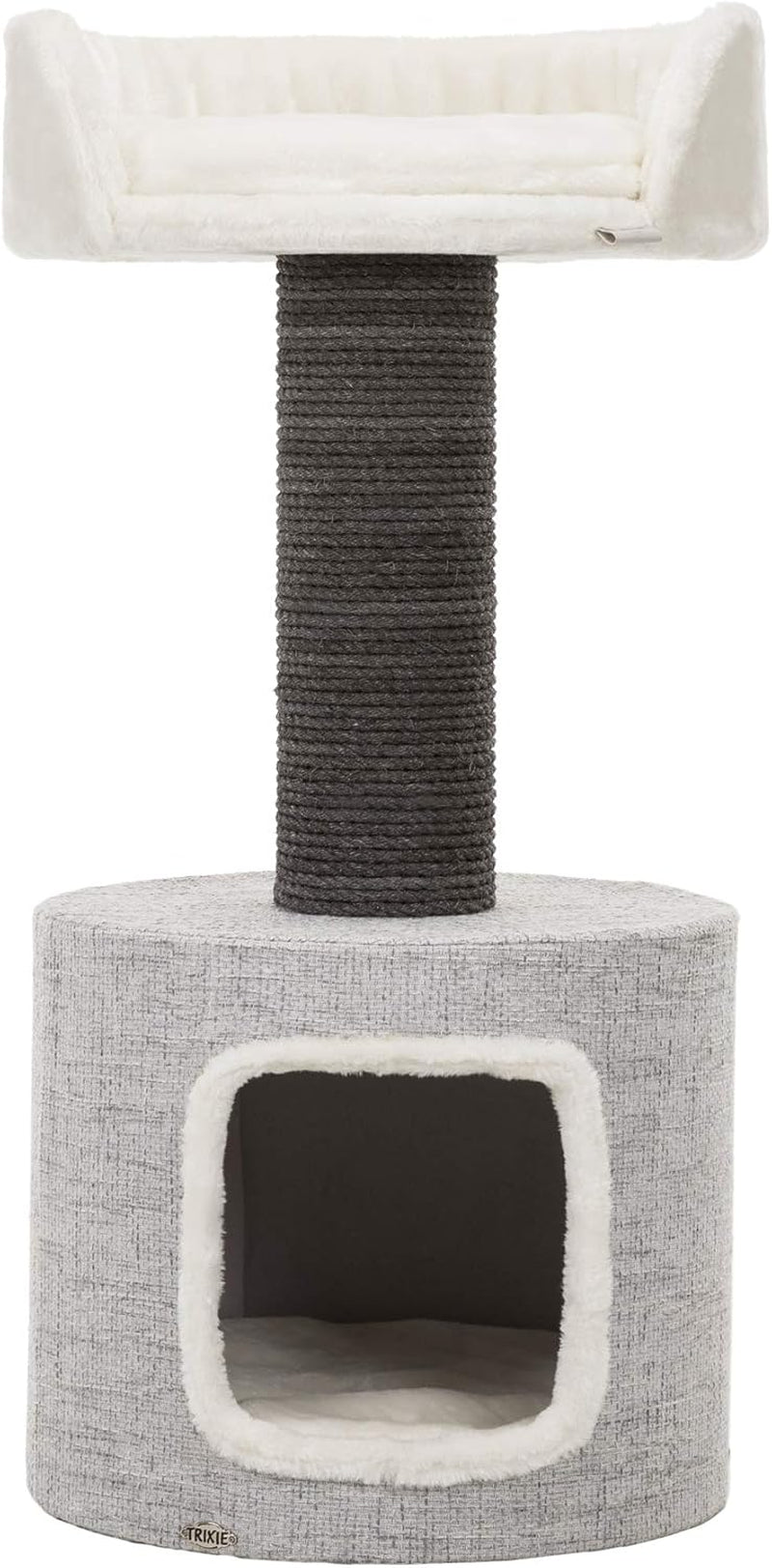 trixie-fonda-cat-scratching-post-39-inch-cat-scratcher-with-soft-fabric-covering-base-and-durable-sisal-rope-for-large-cats-with-condo-base-and-platform-in-gray