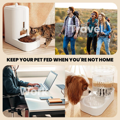 Automatic Cat Feeder & Water Dispenser Set (Bowl Not Included) | Gravity Dog Waterer and Food Feeder for Small Medium Dog Cat Puppy Kitten Water & Food Bowl Large Capacity7