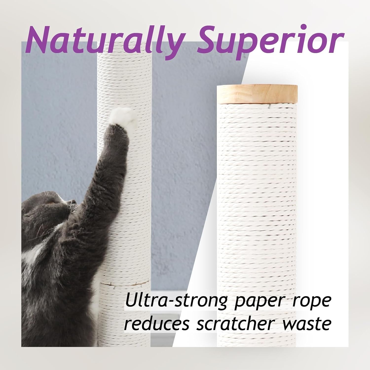 necoichi-23-6-tall-cat-scratching-post-kitten-scratcher-paper-rope-scratch-posts-trees-with-hanging-for-indoor-cats-23-6-inches-for-kitty-regular-oak