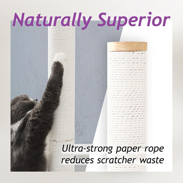 Necoichi 23.6” Tall Cat Scratching Post Kitten Scratcher Paper Rope Scratch Posts Trees with Hanging for Indoor Cats (23.6 Inches for Kitty, Regular, Oak)3