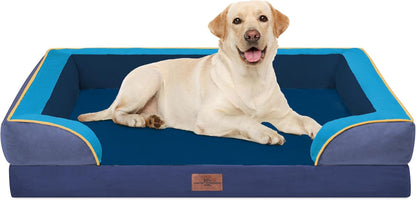 Comfort Expression Orthopedic Dog Bed for Extra Large Dogs with Bolster | Waterproof Dog Couch Bed with Washable Cover & Non-Slip Bottom, Supportive Egg Crate Foam XL Pet Bed, 42X30 Inch125